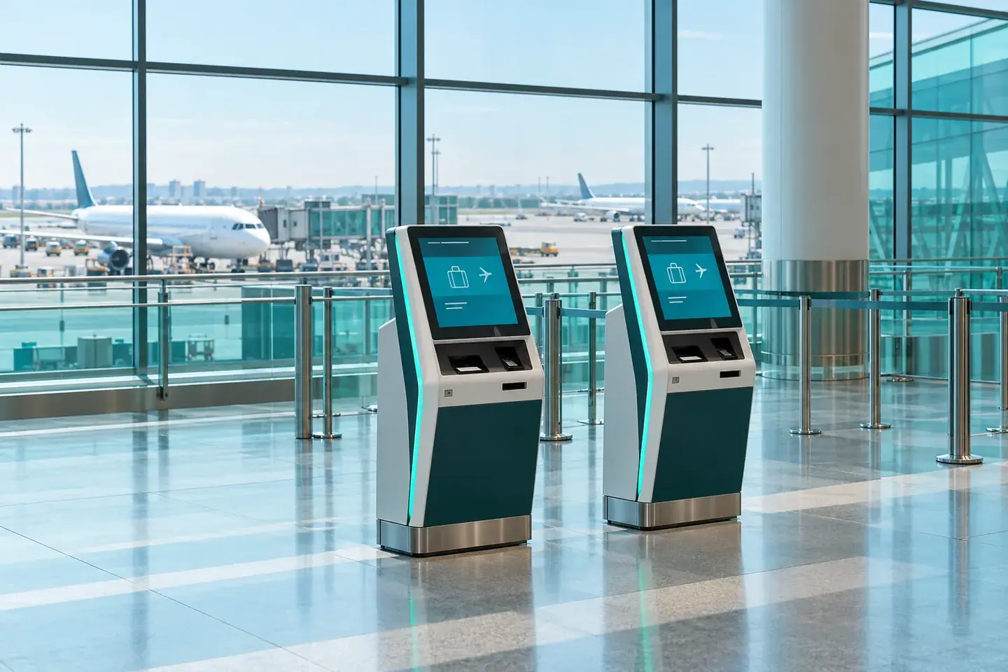 Efficient airline self-service check-in facilities